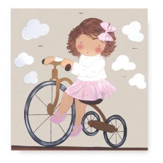 Cuadros Infantiles con Nombre Niña en Bicicleta personalizados originales para niñas con nombres infantiles