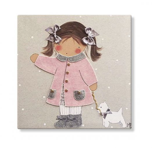 cuadros infantiles personalizados con nombre artesanales lienzos decoracion regalos bebes niños niñas blaucasa perrito