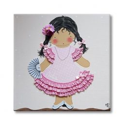 cuadro infantil niña flamenco sevillanas