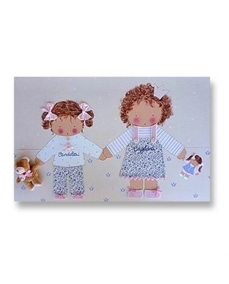 cuadros infantiles personalizados con nombre artesanales lienzos decoracion regalos bebes niños niñas blaucasa hermanas