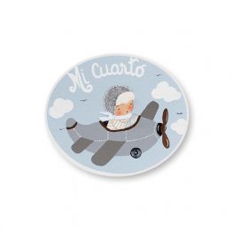 placas para puertas infantiles personalizadas con nombre bebe decorativa artesanal nina nino regalos originales avion