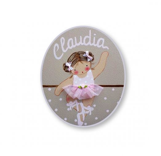 placas para puertas infantiles personalizadas con nombre bebe decorativa artesanal nina nino regalos originales bailarina ballet
