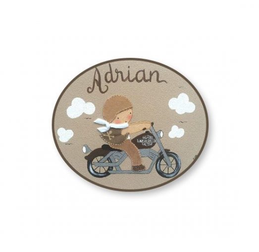 placas para puertas infantiles personalizadas con nombre bebe decorativa artesanal nina nino regalos originales harley moto