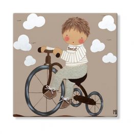 cuadros infantiles personalizados con nombre artesanales lienzos decoracion regalos bebes niños niñas blaucasa triciclo