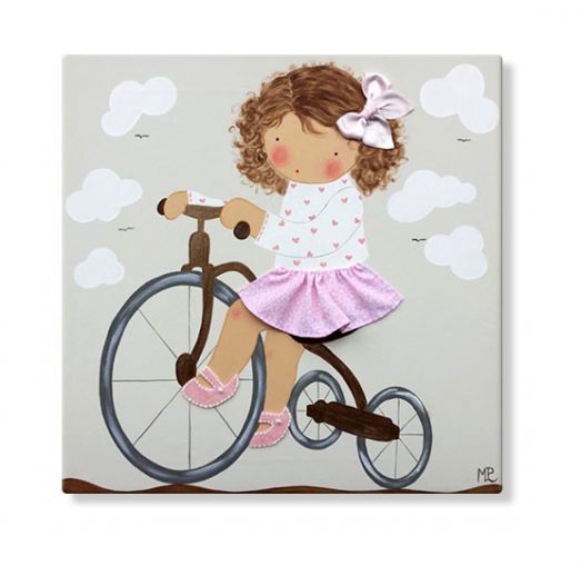 cuadros infantiles personalizados con nombre artesanales lienzos decoracion regalos bebes niños niñas blaucasa triciclo