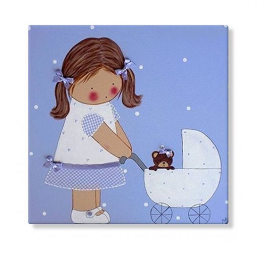 cuadros infantiles personalizados con nombre artesanales lienzos decoracion regalos bebes niños niñas blaucasa carrito