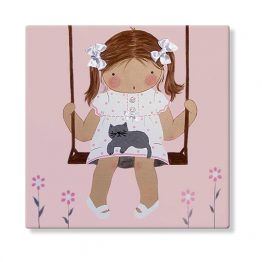 cuadros infantiles personalizados con nombre artesanales lienzos decoracion regalos bebes niños niñas blaucasa columpio