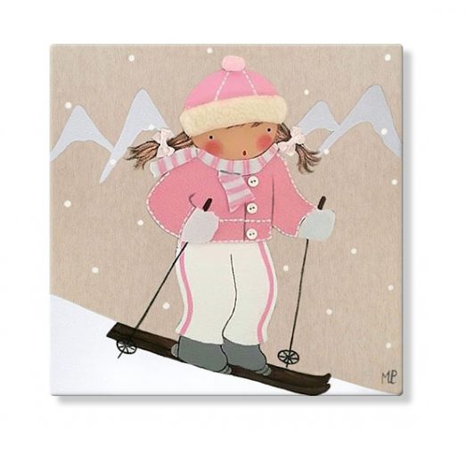 cuadros infantiles personalizados con nombre artesanales lienzos decoracion regalos bebes niños niñas blaucasa esqui