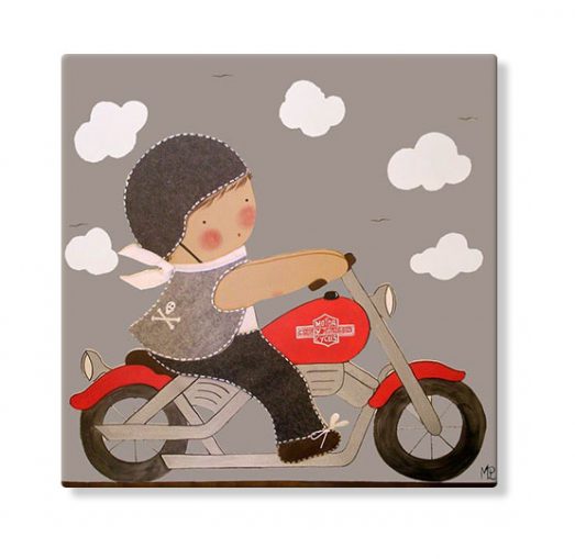 cuadros infantiles personalizados con nombre artesanales lienzos decoracion regalos bebes niños niñas blaucasa moto harley