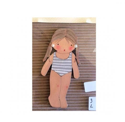 muñecas recortables de madera y disfraz blaucasa bañador