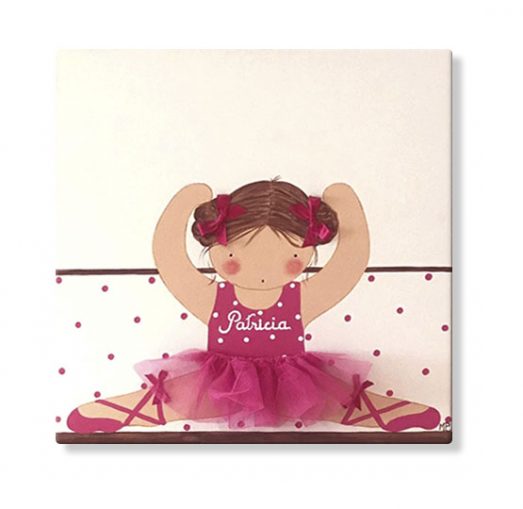 cuadros infantiles personalizados con nombre artesanales lienzos decoracion regalos bebes niños niñas blaucasa bailarina ballet