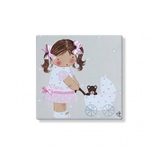cuadros infantiles personalizados con nombre artesanales lienzos decoracion regalos bebes niños niñas blaucasa carrito