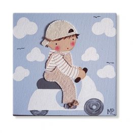 cuadros infantiles personalizados con nombre artesanales lienzos decoracion regalos bebes niños niñas blaucasa moto vespa
