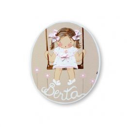 placas para puertas infantiles personalizadas con nombre bebe decorativa artesanal nina nino regalos originales columpio
