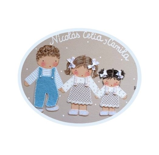 Placas Decorativas para Puertas de Hermanos Infantiles Personalizadas - Blaucasa