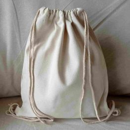 mochila saco infantil de tela algodón reverso