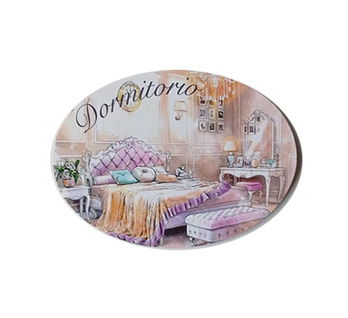 Placa cartel letrero dormitorio tonos pastel sobre placa de madera para decoración de la puerta de tu habitación